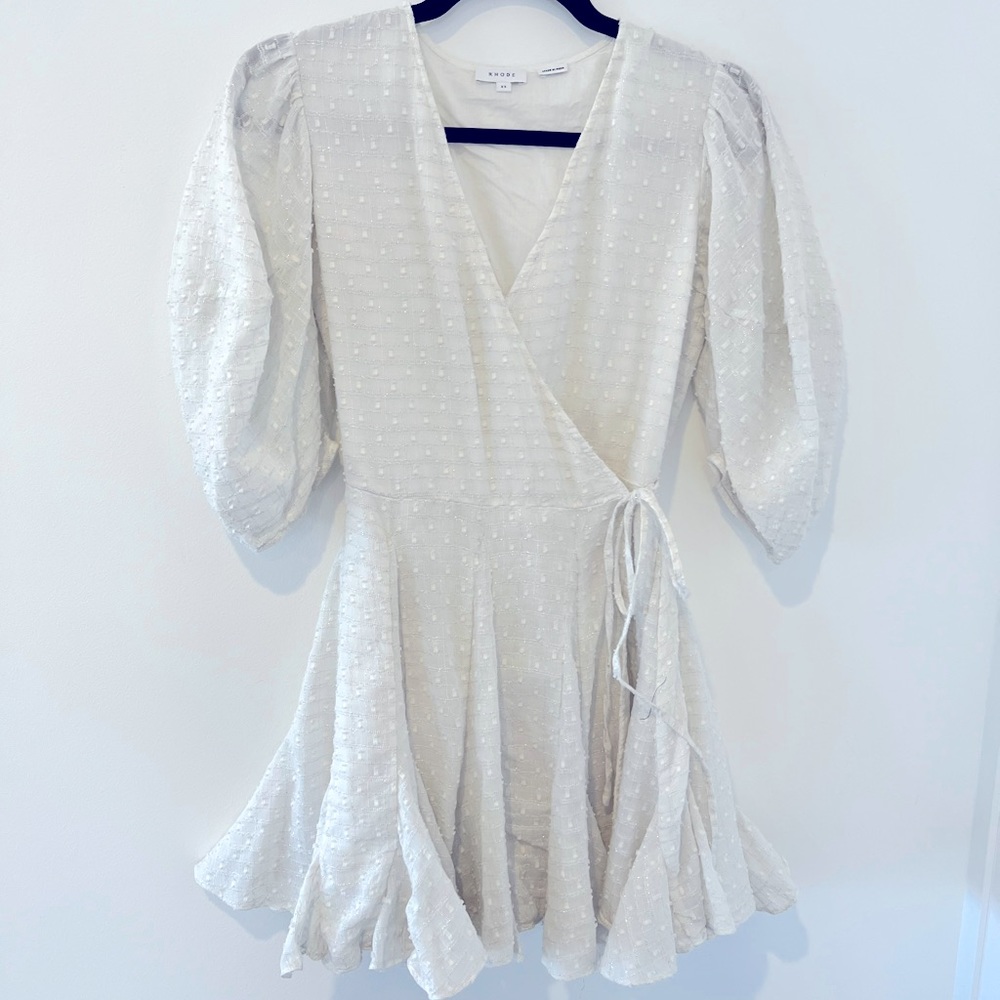 Rhode Rosie dress in white silver glitter size XS
